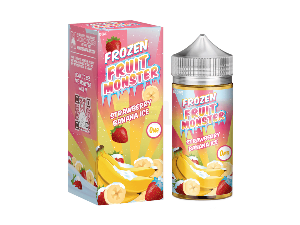 Strawberry Banana Ice 100mL E-liquid by Frozen Fruit Monster. Available in 0mg, 3mg & 6mg Freebase Nicotine - Old Packaging.
