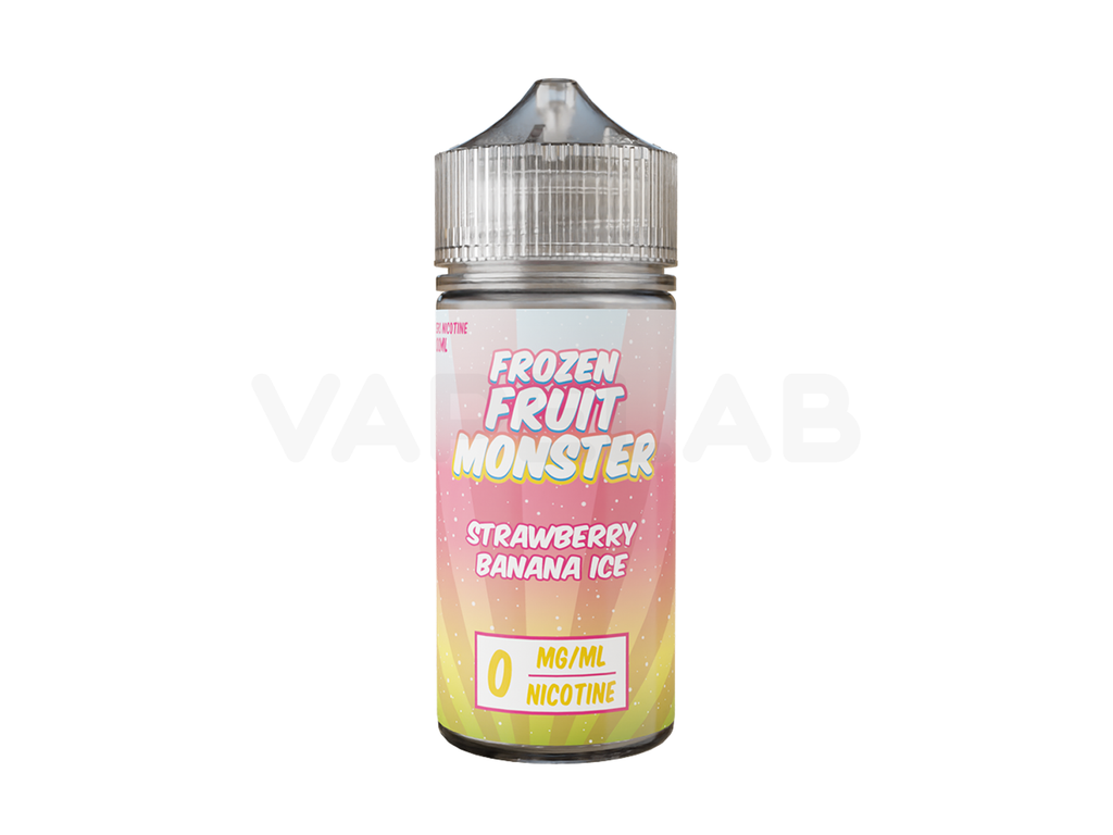 Strawberry Banana Ice 100mL E-liquid by Frozen Fruit Monster. Available in 0mg, 3mg & 6mg Freebase Nicotine.