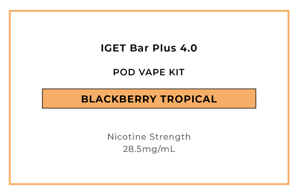Buy IGET Bar Plus 4 Blackberry Tropical Pod Vape Kits online in NZ at VAPELAB: Auckland's favourite vape shop.