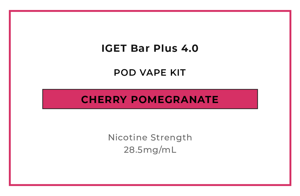 Buy IGET Bar Plus 4 Pod Vape Kits Cherry Pomegranate online in NZ at VAPELAB - Auckland's best vape shop.