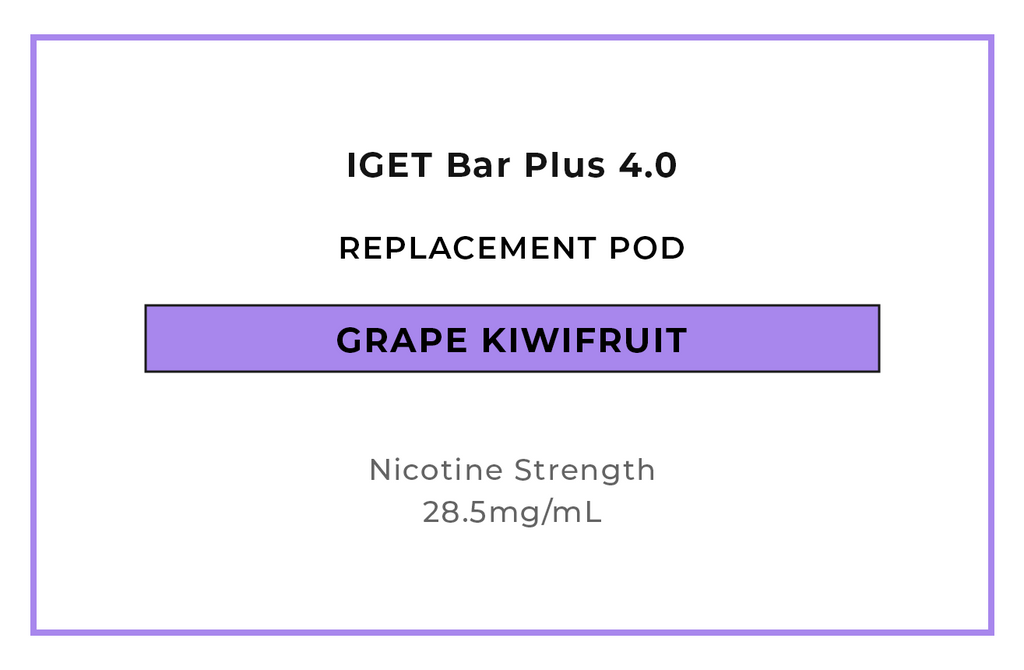 Buy IGET Bar Plus 4.0 Grape Kiwifruit Replacement Vape Pods online in NZ at VAPELAB - Dunedin's best vape shop