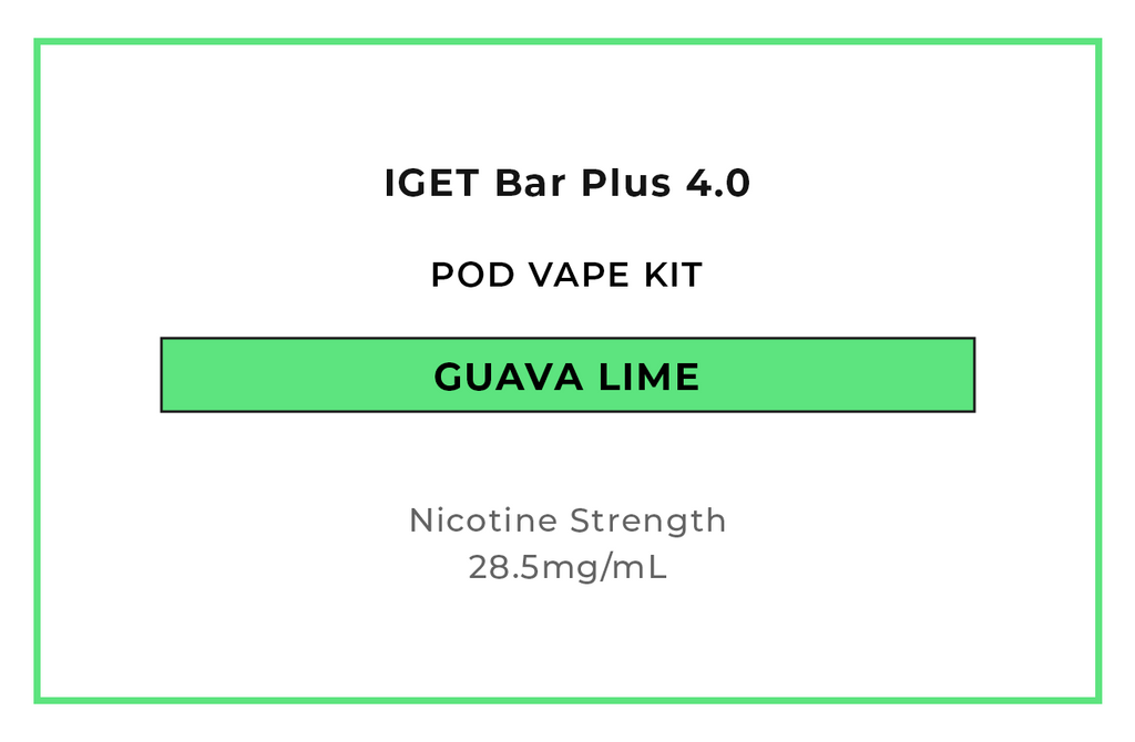 Shop IGET Bar Plus 4 Guava Lime Pod Vape Kits online in NZ at VAPELAB - New Zealand's best vape shop.