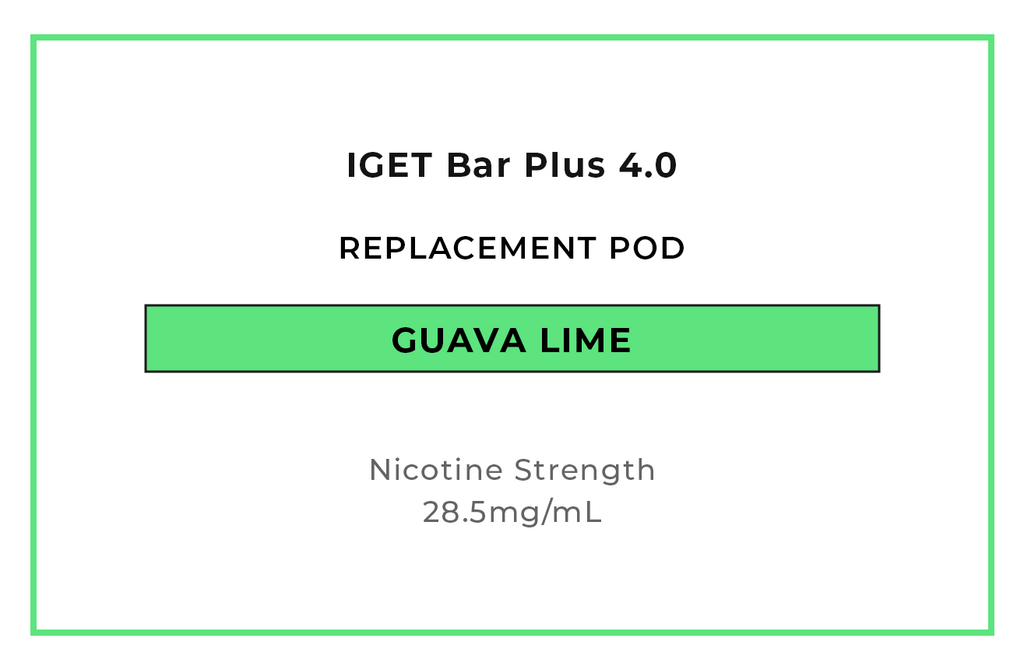 Buy IGET Bar Plus 4.0 Guava Lime Replacement Vape Pods online in NZ at VAPELAB - New Zealand's best vape shop