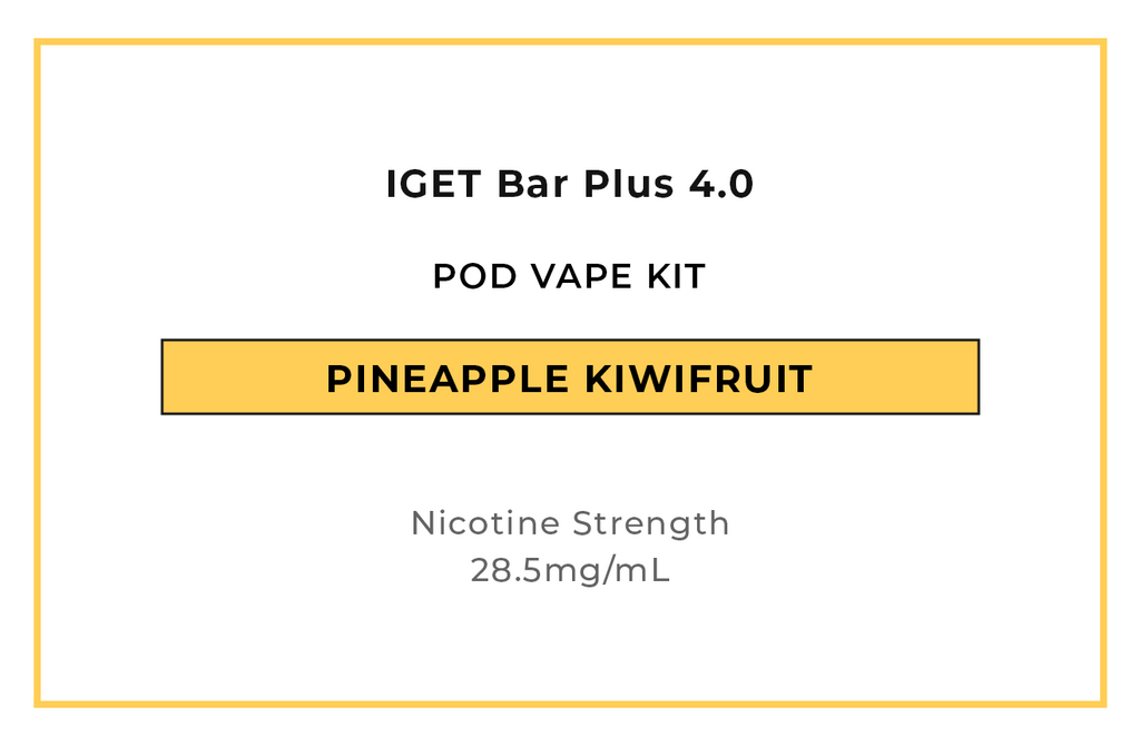 Buy IGET Bar Plus 4 Pineapple Kiwifruit Pod Vape Kits online in NZ at VAPELAB - Auckland's best vape shop.
