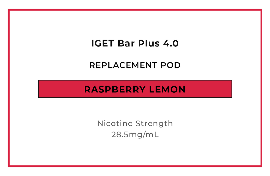 Buy IGET Bar Plus 4.0 Replacement Vape Pods Raspberry Lemon online in NZ at VAPELAB - New Zealand's best vape shop
