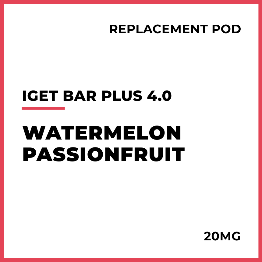 Buy Watermelon Passionfruit IGET Bar Plus 4.0 Replacement Pod VAPELAB Buy Watermelon Passionfruit IGET Bar Plus 4.0 Replacement Pod VAPELAB