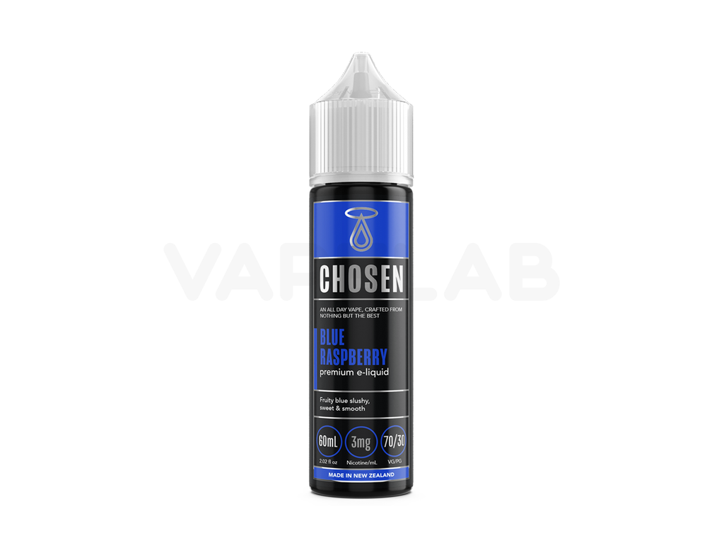 Chosen's Blue Raspberry flavoured freebase nicotine e-liquid available in 3mg and 6mg