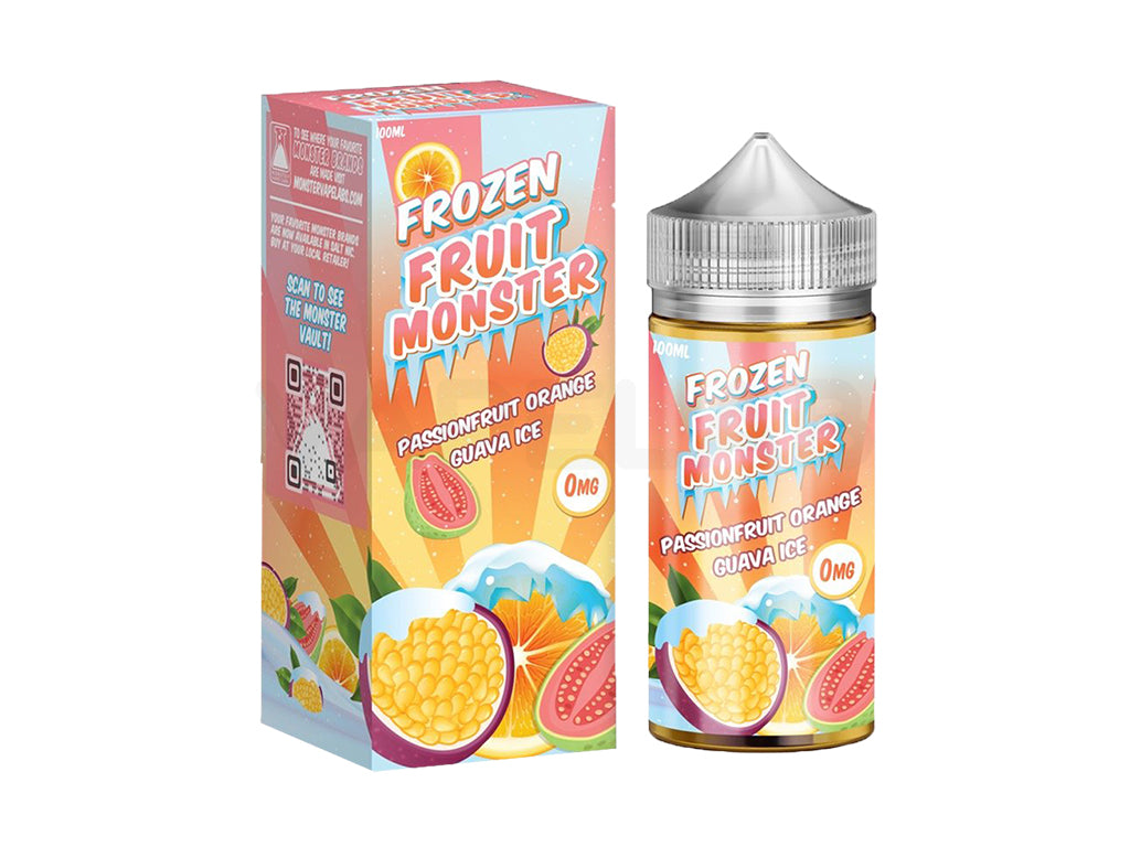 Passionfruit Orange Guava Ice 100mL E-liquid by Frozen Fruit Monster. Available in 0mg, 3mg & 6mg Freebase Nicotine - Old Packaging.