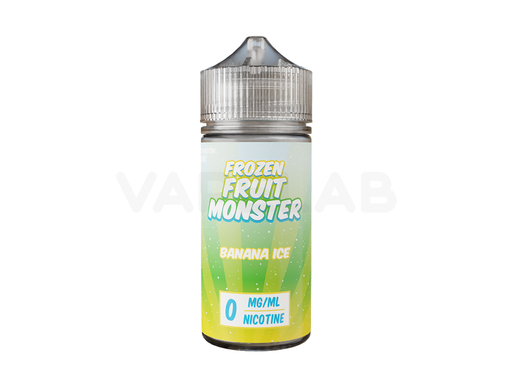 Banana Ice 100mL E-liquid by Frozen Fruit Monster. Available in 0mg, 3mg & 6mg Freebase Nicotine.