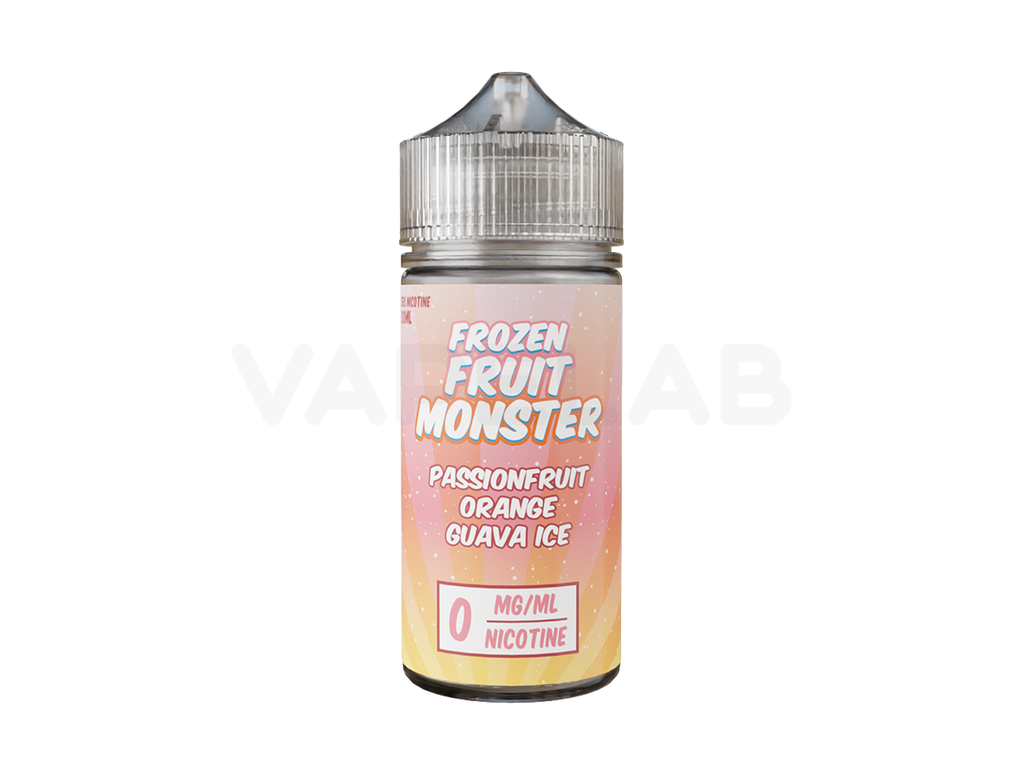 Passionfruit Orange Guava Ice 100mL E-liquid by Frozen Fruit Monster. Available in 0mg, 3mg & 6mg Freebase Nicotine.